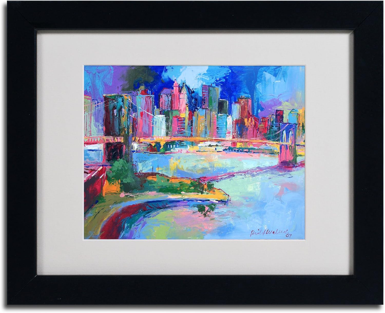 Brooklyn Artwork by Richard Wallich, 11 by 14-Inch, Black Frame Pack of 2