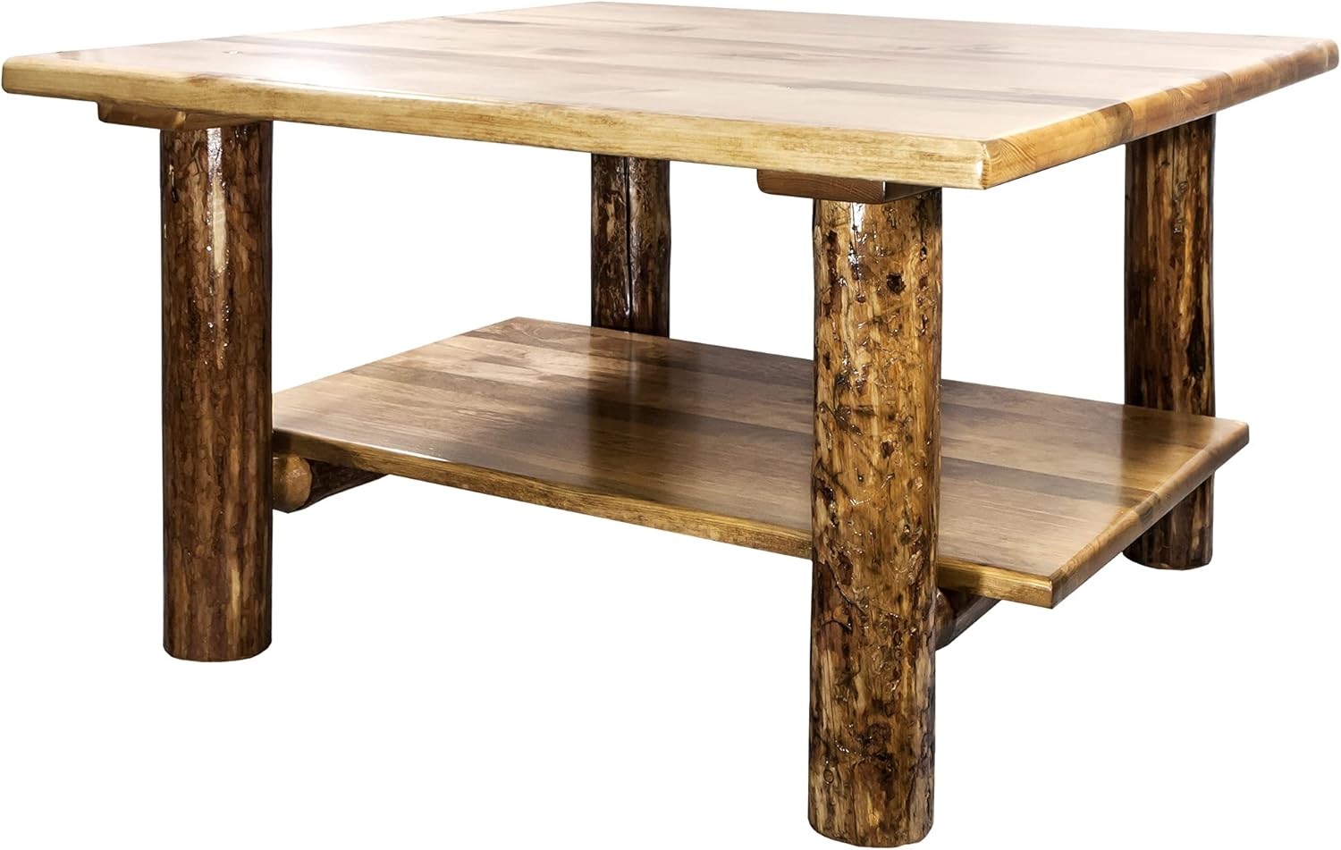 Montana Woodworks Glacier Country Collection Shelf Cocktail Table, Stain & Clear Lacquer Finish