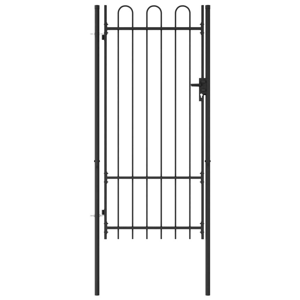 vidaXL Fence Gate Single Door with Arched Top Steel 39.4x22x78.7x22 Black