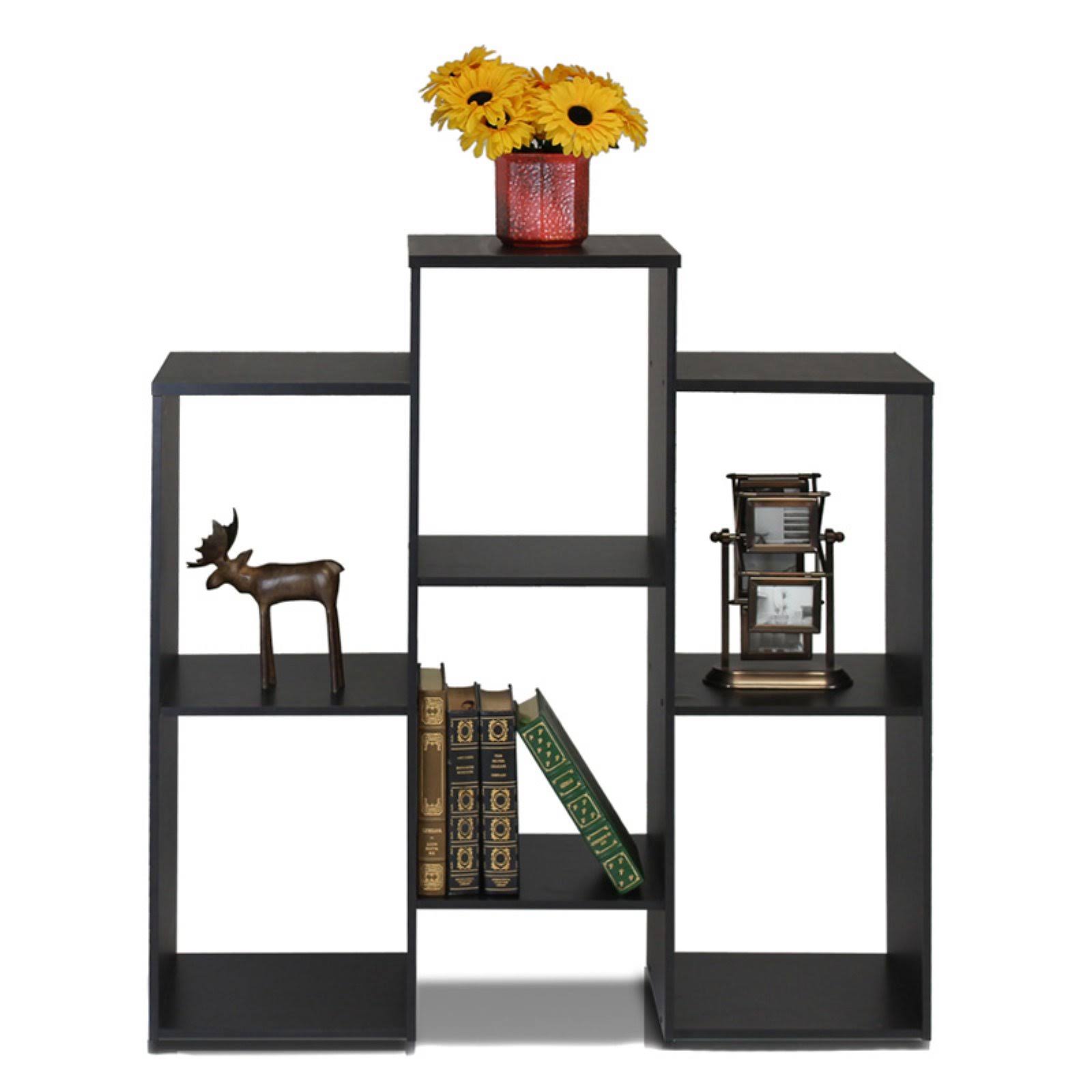 Furinno 12221BK Parsons Staggered Cube Bookcase with 6 Shelves Black