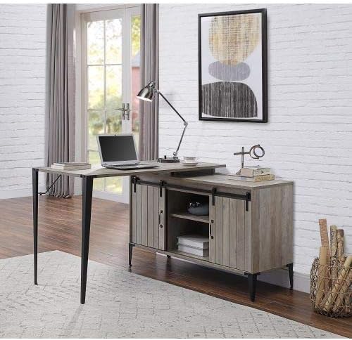 Acme Zakwani Writing Desk, Gray Oak & Black Finish OF00009