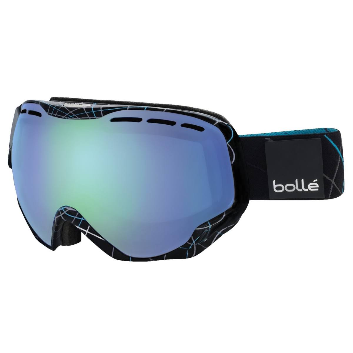 Bolle 21109 Emperor OTG Ski Google, Shiny Black and Blue Loops