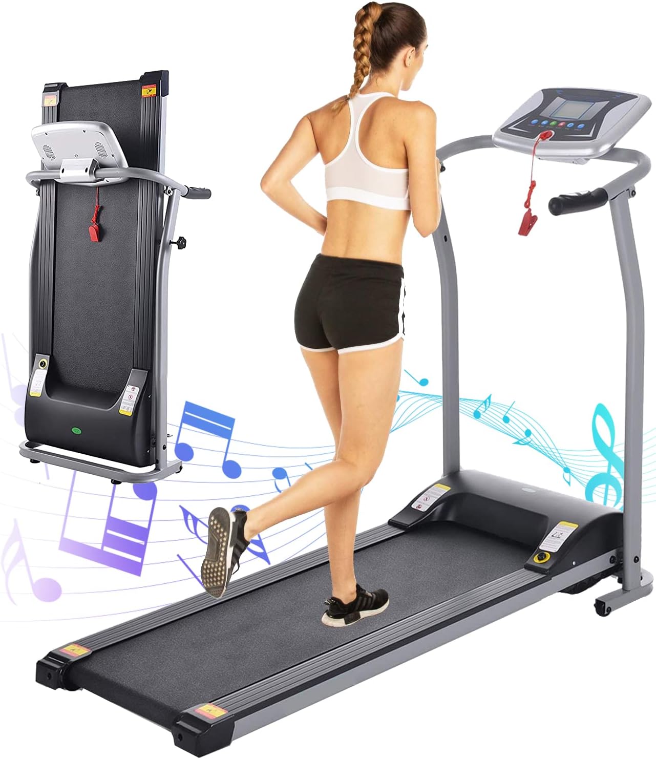 ANCHEER Treadmill, Folding Treadmills for Home with LCD and Pulse Rate Grips Electric Treadmill Workout Running Machine with Auto Stop Safety Function for Home Gym Office Exercise Machine Physical Training