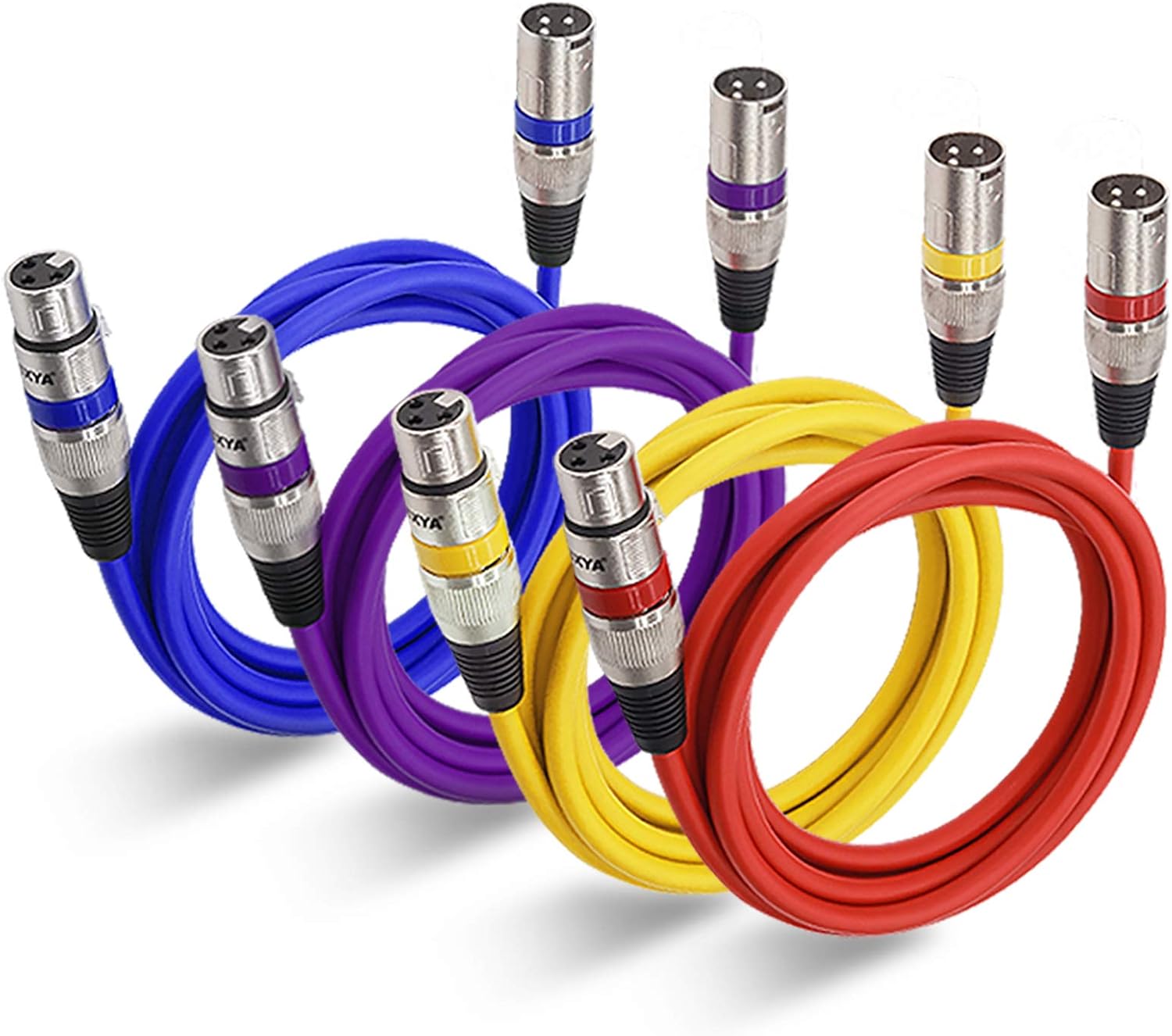 EBXYA XLR Cable 50 Feet 6 Colored Packs-DMX Cable with 3 Pins Male to Female for Stage Lighting Patch Cable