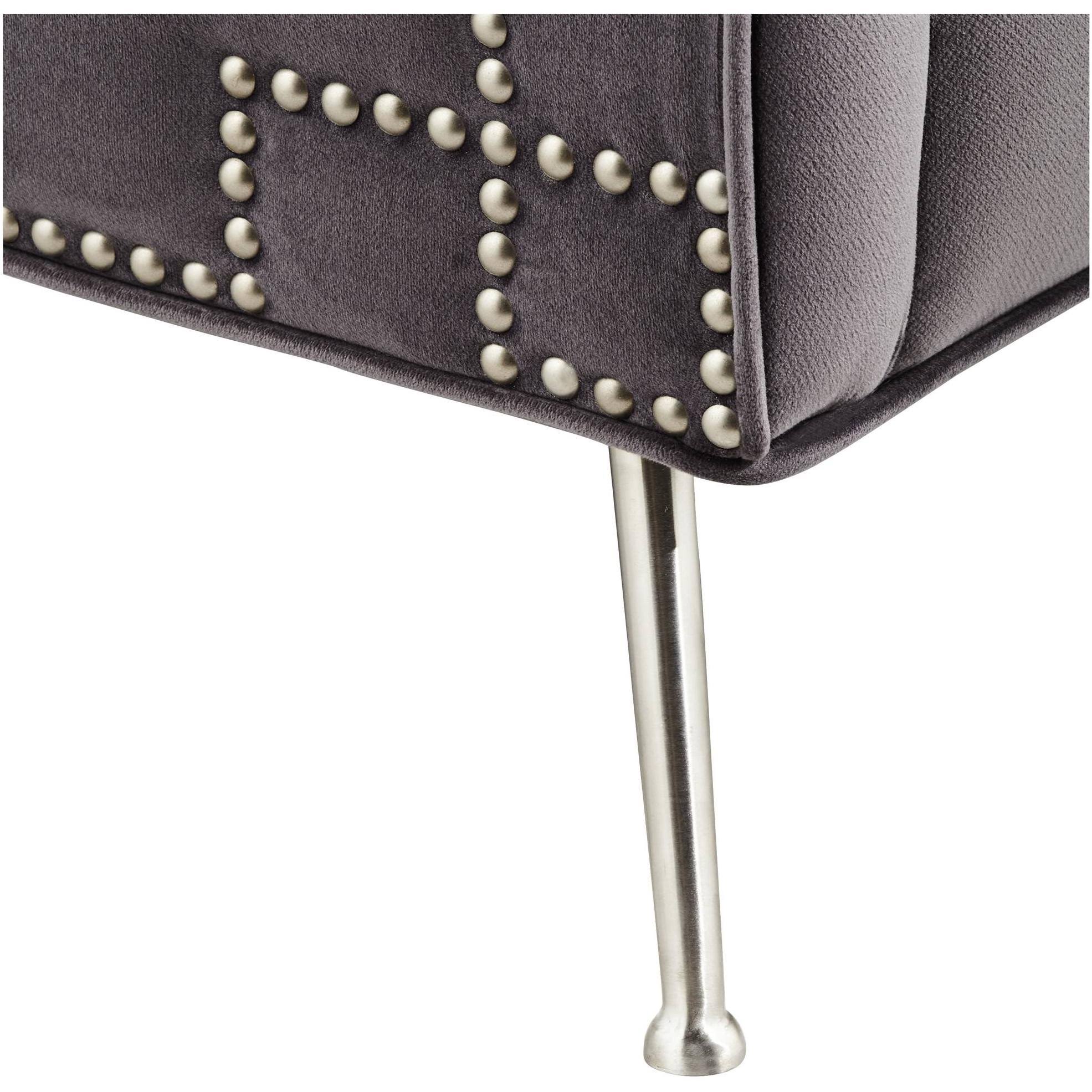 Studio 55D Elaina Velvet Dark Gray Accent Chair