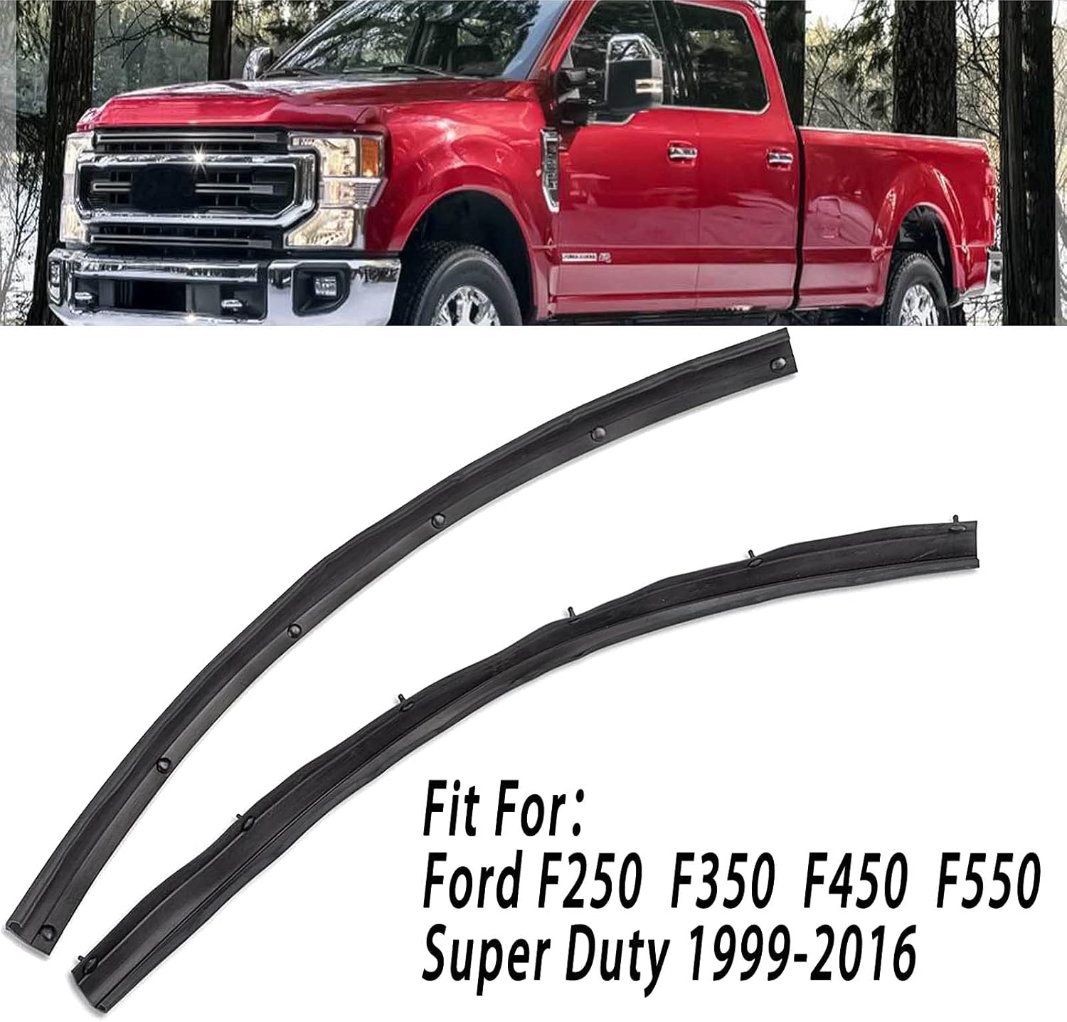 2 PCS Rear Left & Right Door Lower Weatherstrip Strip Rubber Seal Compatible with 1999-2016 Ford F250 F350 F450 F550 Super Duty, 2000-2005 Excursion Replaces 1C3Z-26253A24-A (Pair)