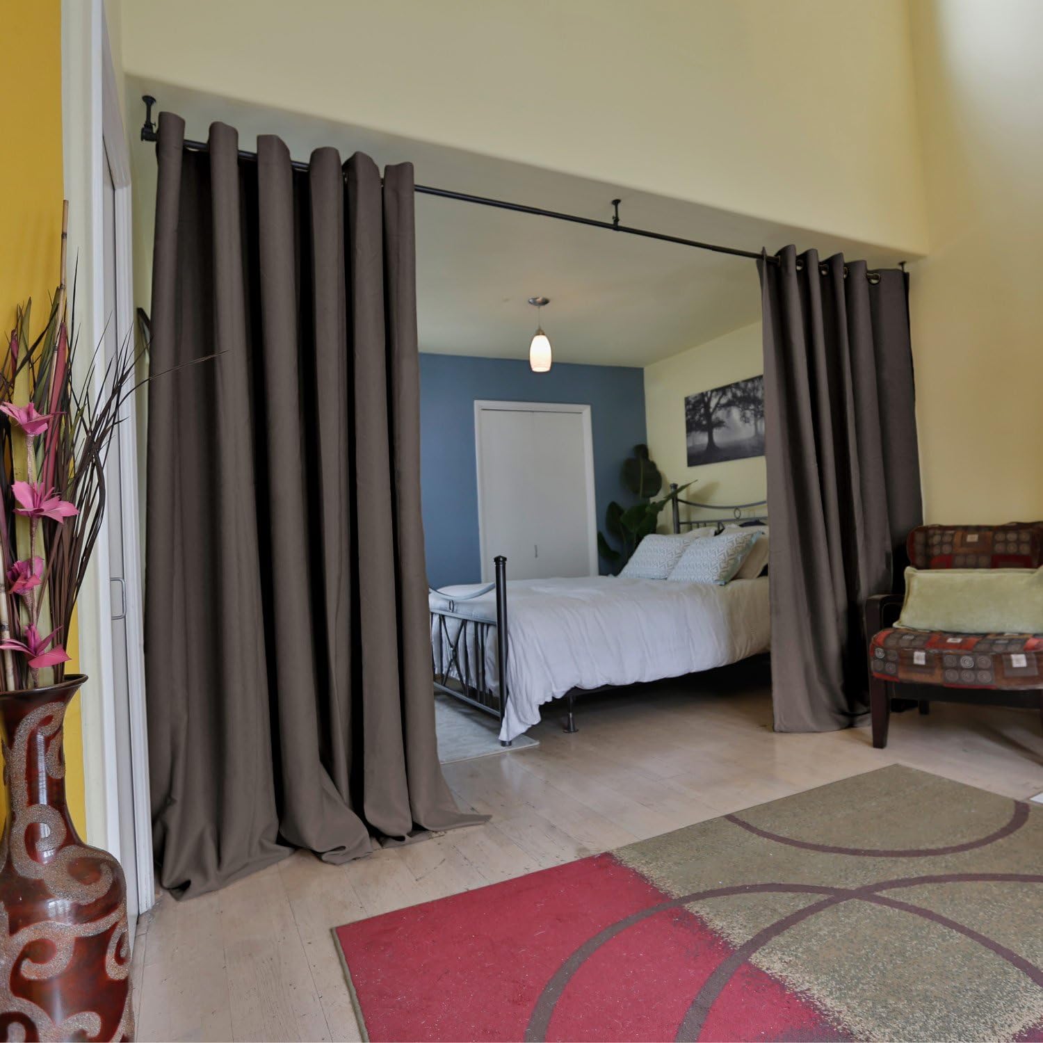 Room/Dividers/Now Hanging Room Divider Kit - Small A, 8ft Tall x 3ft - 4ft 8in Wide (Midnight Black)