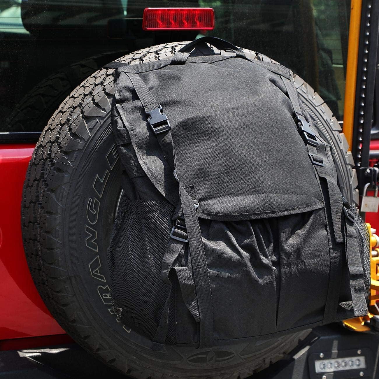 PARTOL Spare Tire Trash Bag Trash Bag Overland Gear Organizer Cargo Garbage Tool Trunk Rear Wheel Bags for Outdoor Camping Jeep Wrangler UTV SUV RV Truck Off-Road Recovery Backpack