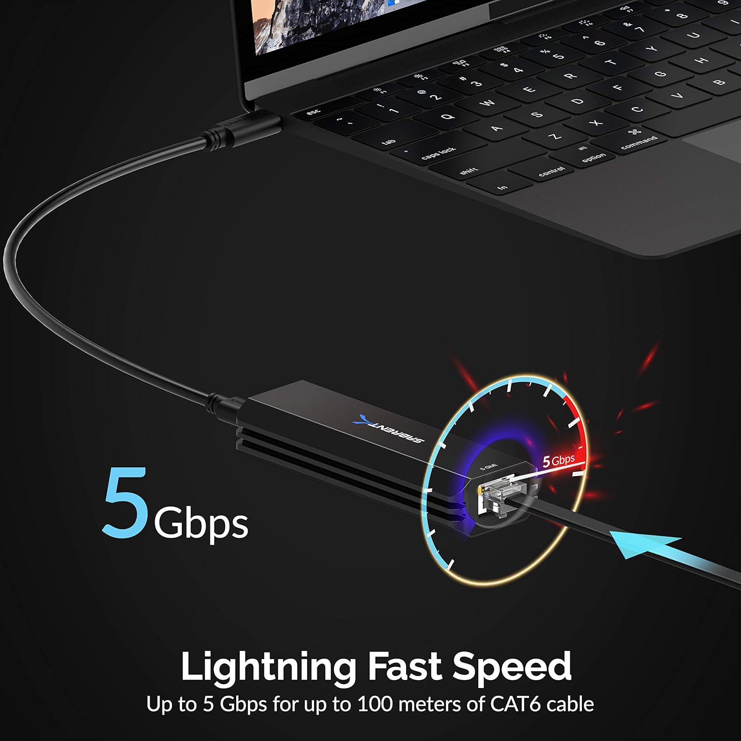 Sabrent USB Type-A or Type-C to 5-Gigabit Ethernet Adapter [10/100/1000/2500/5000 Mbps] (NT-SS5G) Pack of 2