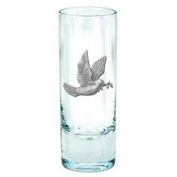 Dove Bird Pewter Accent Tall Shot Glasses, Set of 4