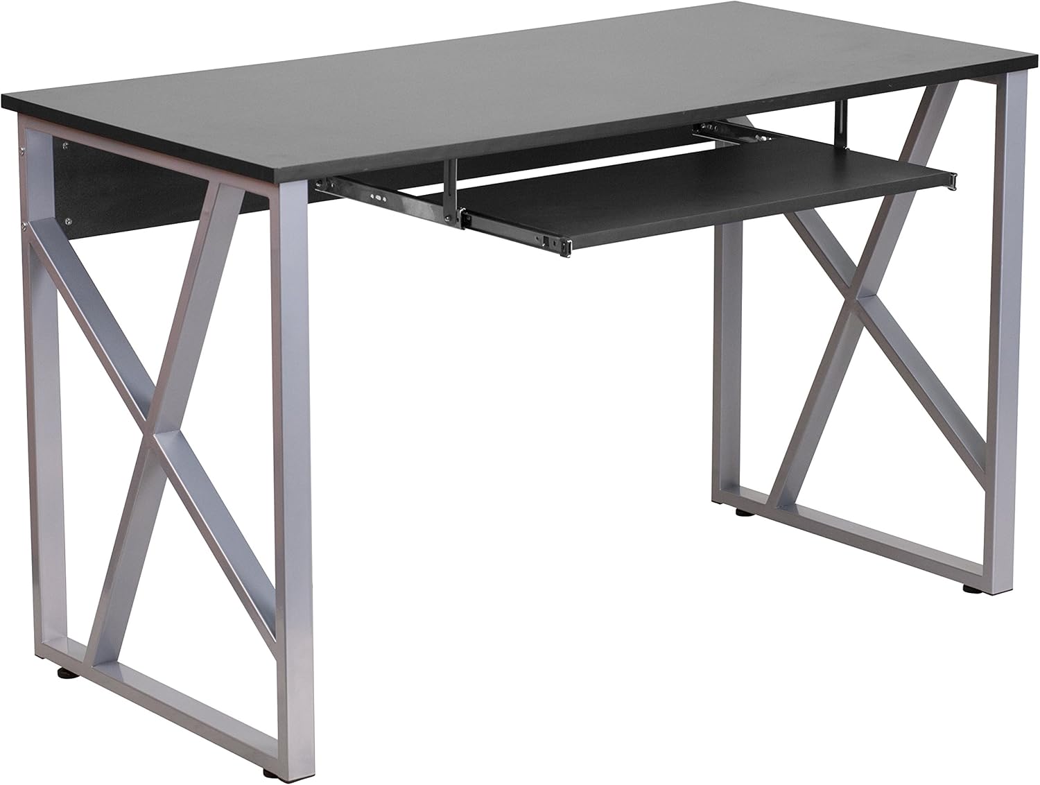 Flash Furniture Black Computer Desk with Pull-Out Keyboard Tray and Cross-Brace Frame
