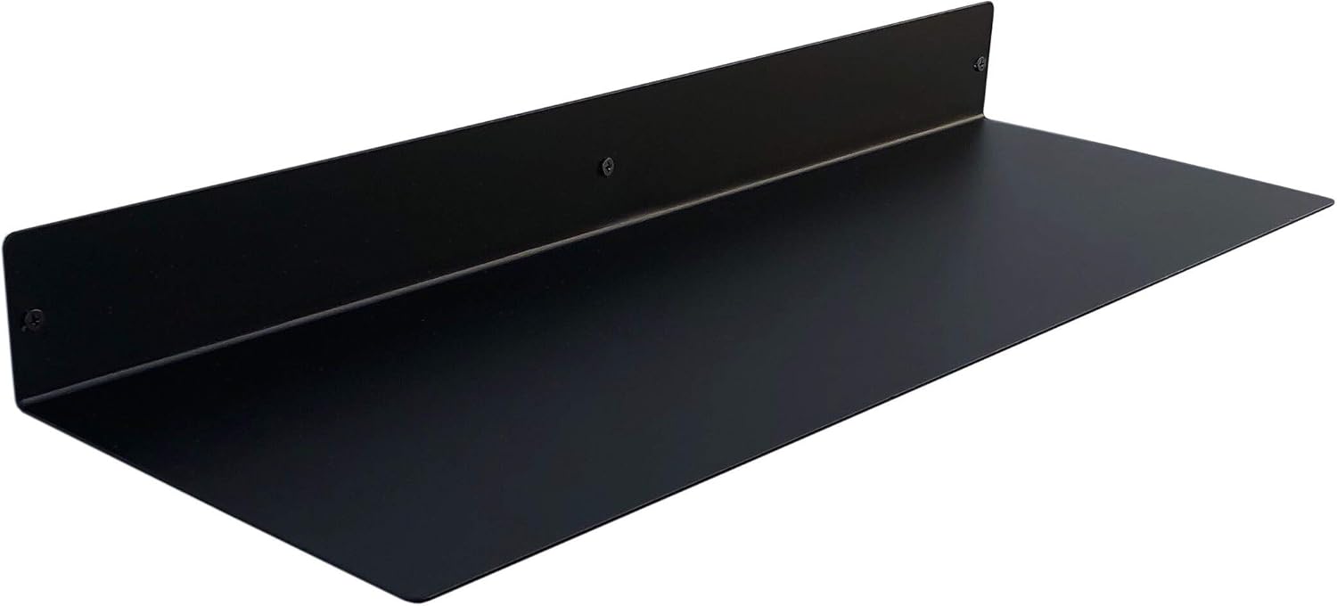 MADE IN USA by DIY CARTEL - Linear Floating Shelf - Steel / Metal - Professionally Powder Coated - Industrial Heavy Duty Wall Mounted Modern Rustic Shelf Ledge (24-in X 8-in Powder Coated Matte Black) Pack of 2