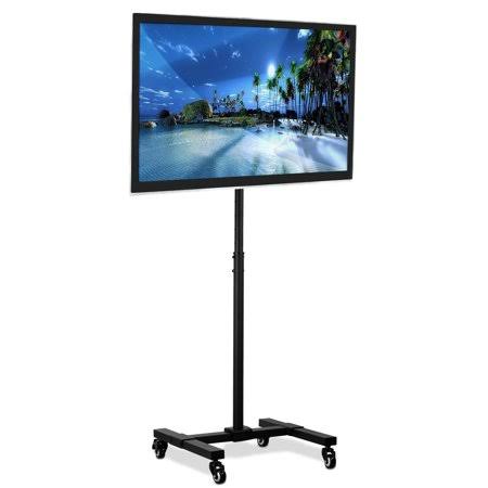 Mount-it! Mobile TV Stand with Wheels | Adjustable Height Rolling Cart | Fits 13-42 inch TVs, Black