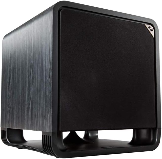 Polk Audio HTS 12 Powered Subwoofer with Power Port Technology | 12” Woofer, up to 400W Amp | For the Ultimate Home Theater Experience | Modern Sub that Fits in any Setting | Washed Black Walnut