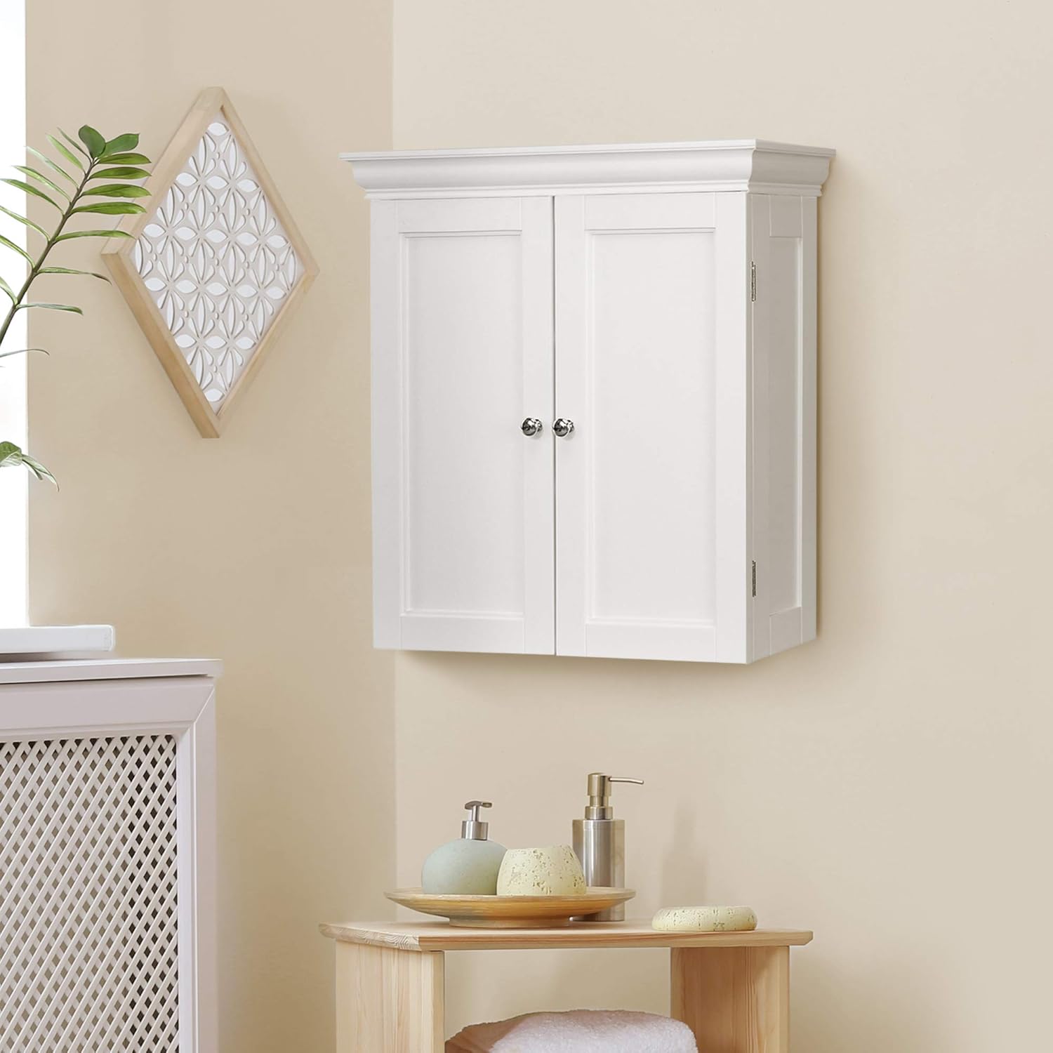 Elegant Home Fashions Stratford Contemporary Detachable Storage Bathroom Cabinet, White