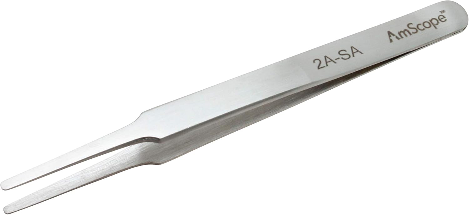 AmScope - High Precision 4 1/2 in. Tapered Flat Tip Tweezers - Multi-Pack - 5 pcs