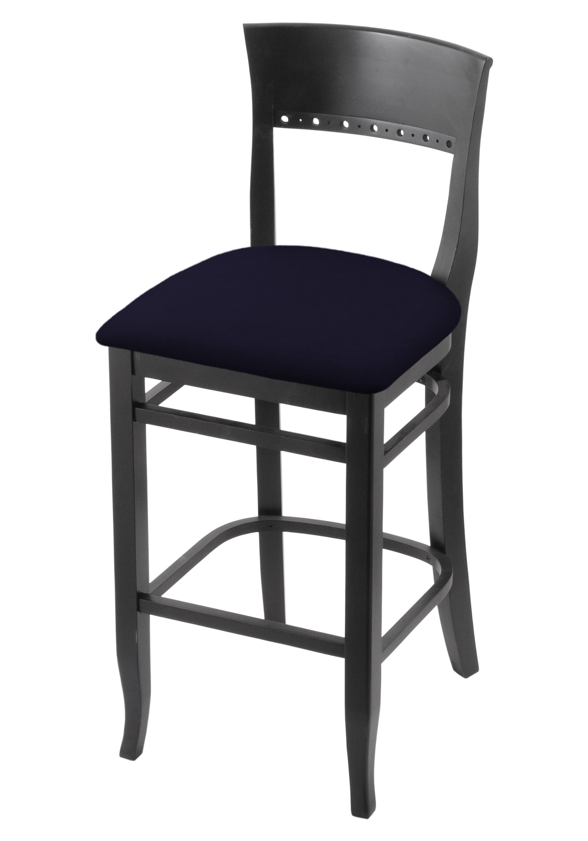Holland Bar Stool 3160 30x22 Stool with Black Finish, Allante Dark Blue Seat