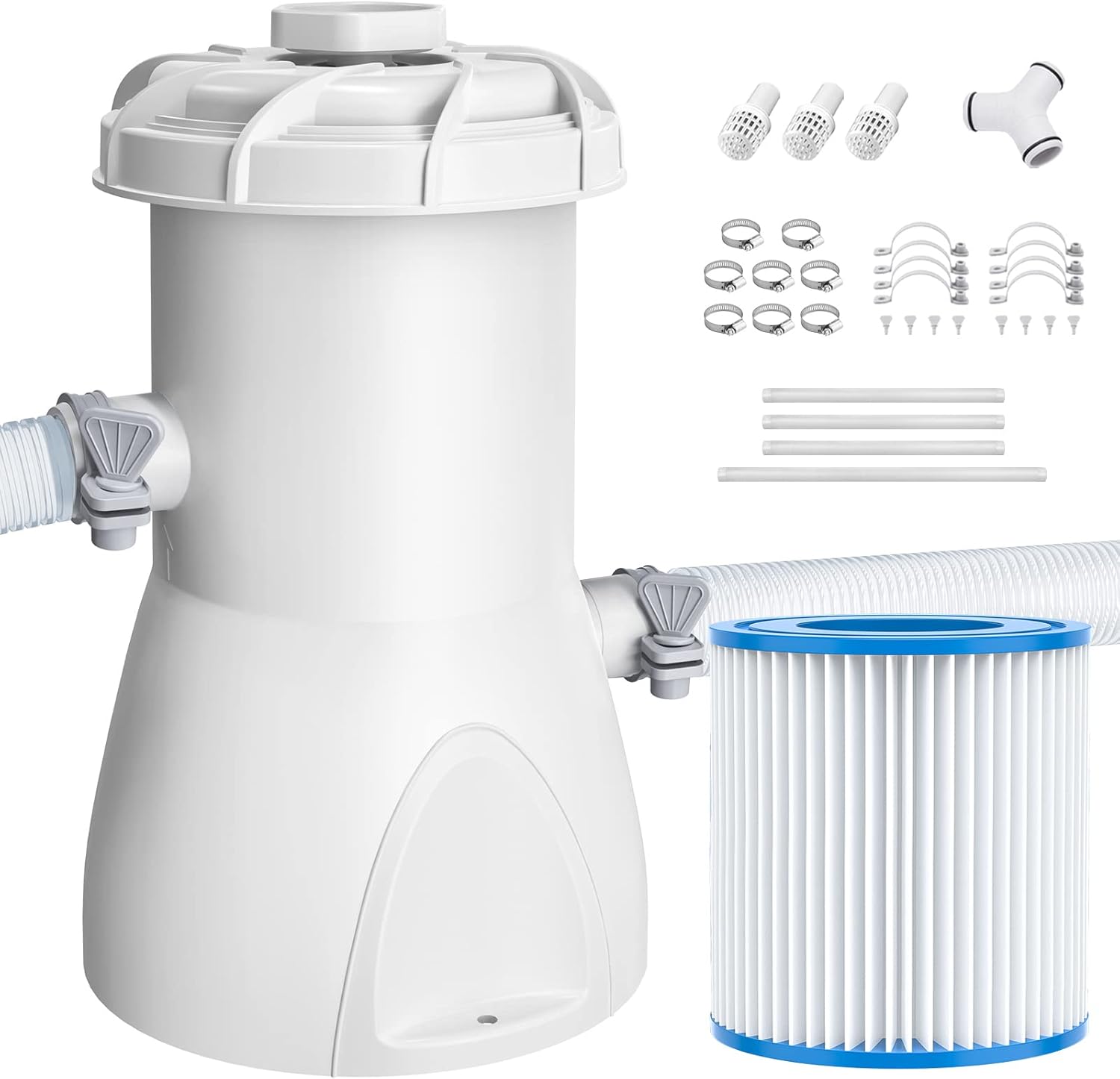 MESTICA Above Ground Pool Pump, 600 GPH Pool Filter Pump for Storable Above Ground Pools Compatible with 10ft-12ft Intex Pool/Bestway/Easy Set Pool, Includes Filter Pump Cartridge, 110-120V GFCI Pack of 2