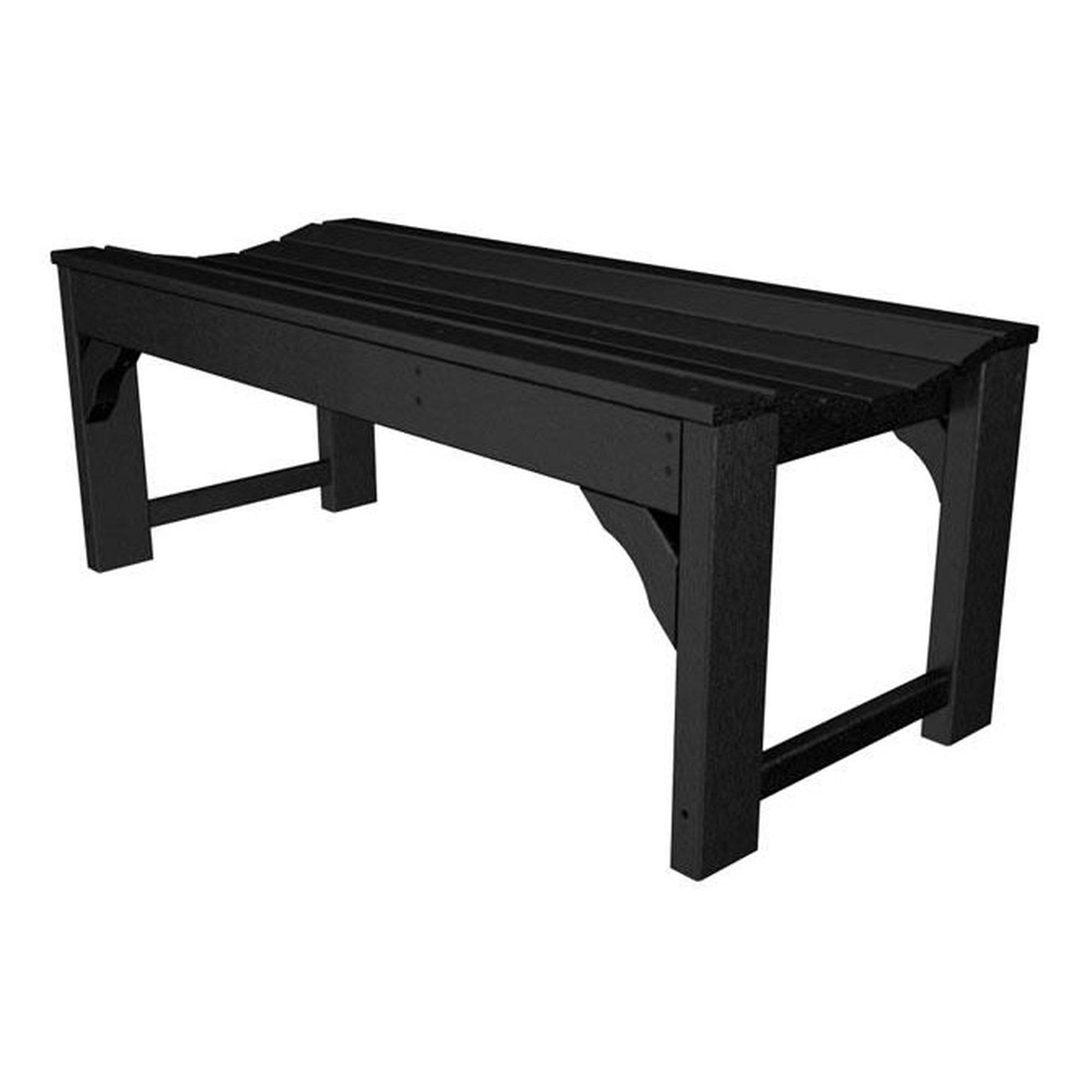 POLYWOOD Traditional Black 48x22 Garden Backless Bench