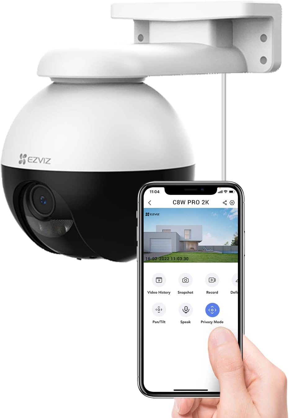 EZVIZ Outdoor Auto-Tracking Camera, Subject Lock, 12 Pre-Set dots Tracking,360&deg; Visual Coverage, IP65 Waterproof, Color Night Vision, AI-Powered Person and Vehicle Detection,Two-Way Talk| C8W Pro 2K