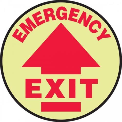 Accuform, MFS761 - Slip-Gard 17x22 Lumi-Glow Flex Floor Sign: Emergency Exit u0026 Arrow Symbol