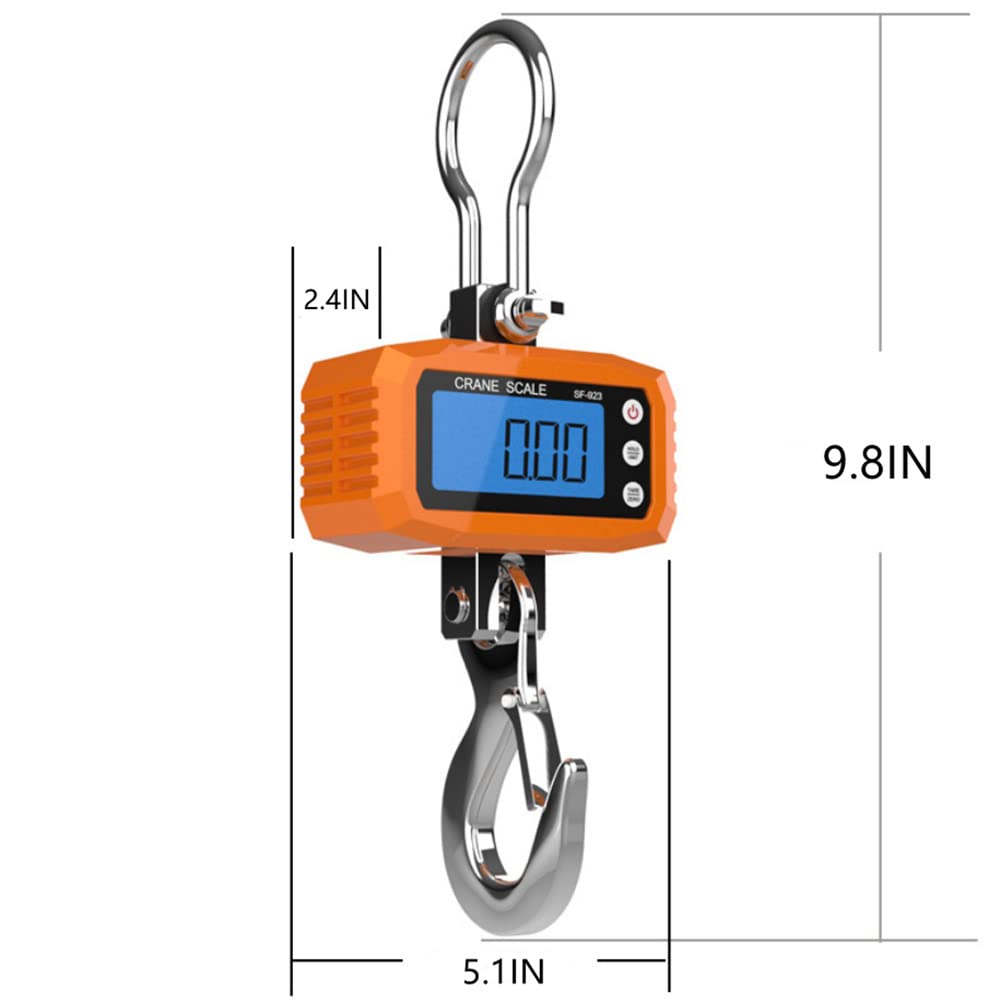 Klau 1000 kg 2000 lb Digital Industrial Heavy Duty Crane Hanging Scale Smart Hoist Orange for Home Farm Factory Hunting