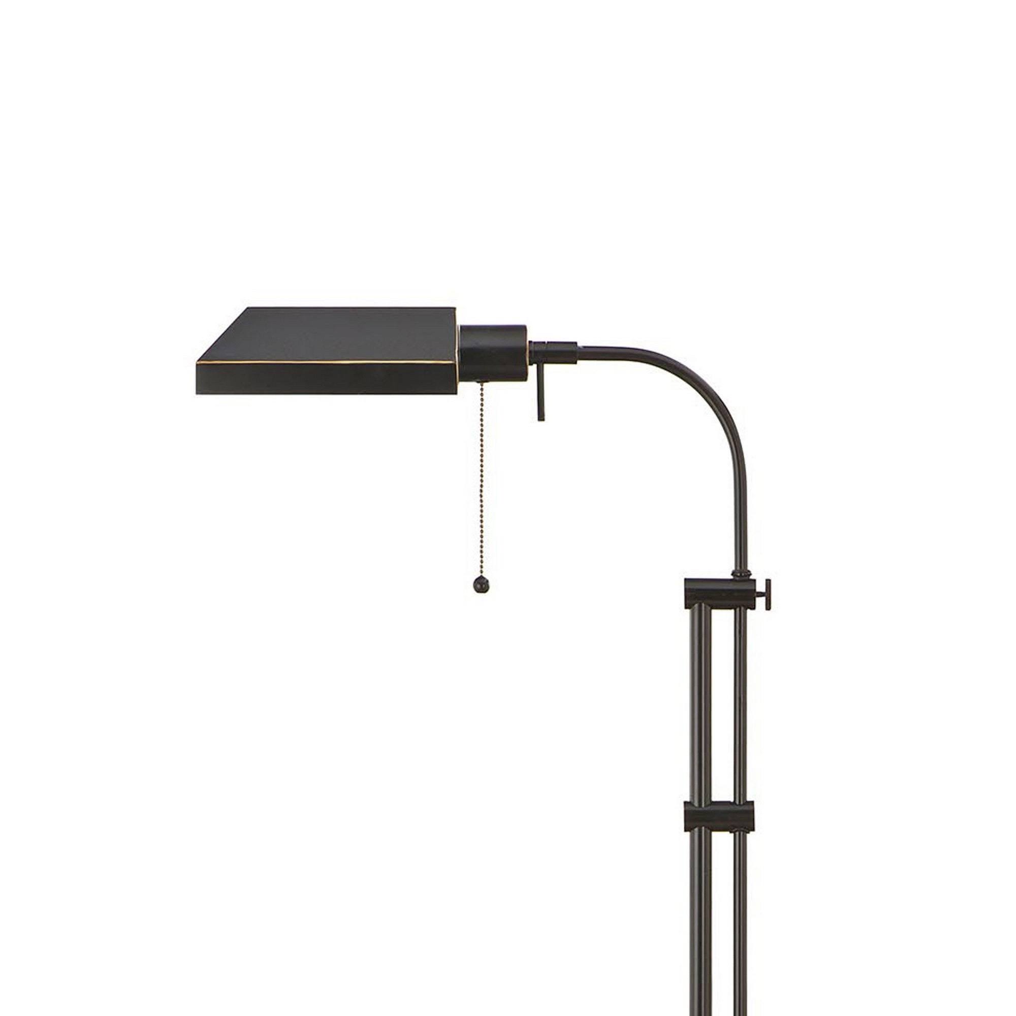 Benjara Metal Rectangular Floor Lamp with Adjustable Pole, Black