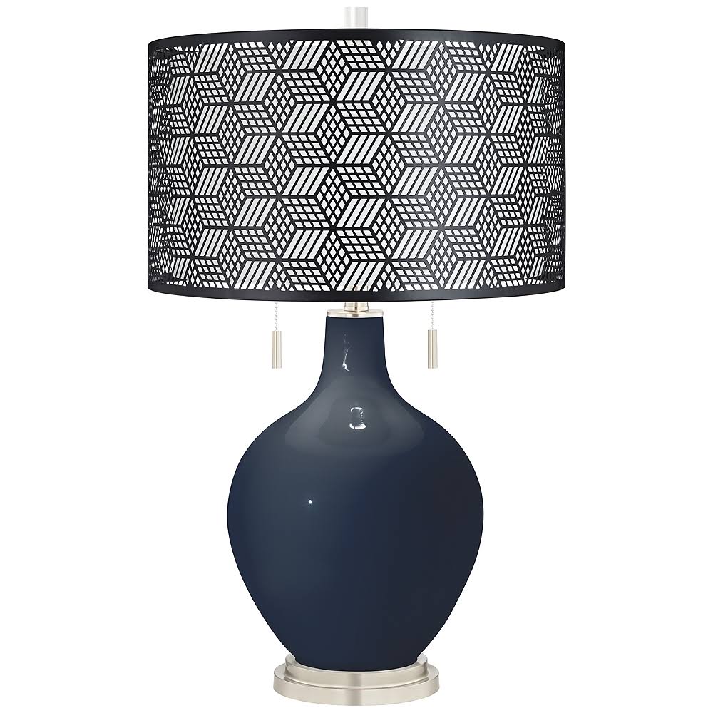 Color + Plus Naval Toby Table Lamp with Black Metal Shade, Beige