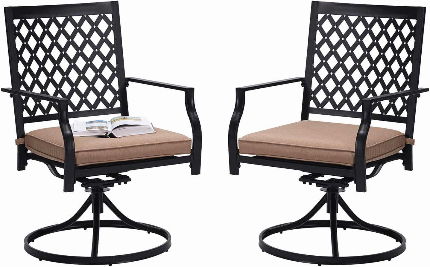 Outdoor Swivel Dining Chairs Patio Furniture Chairs Set with Cushion for Garden Backyard