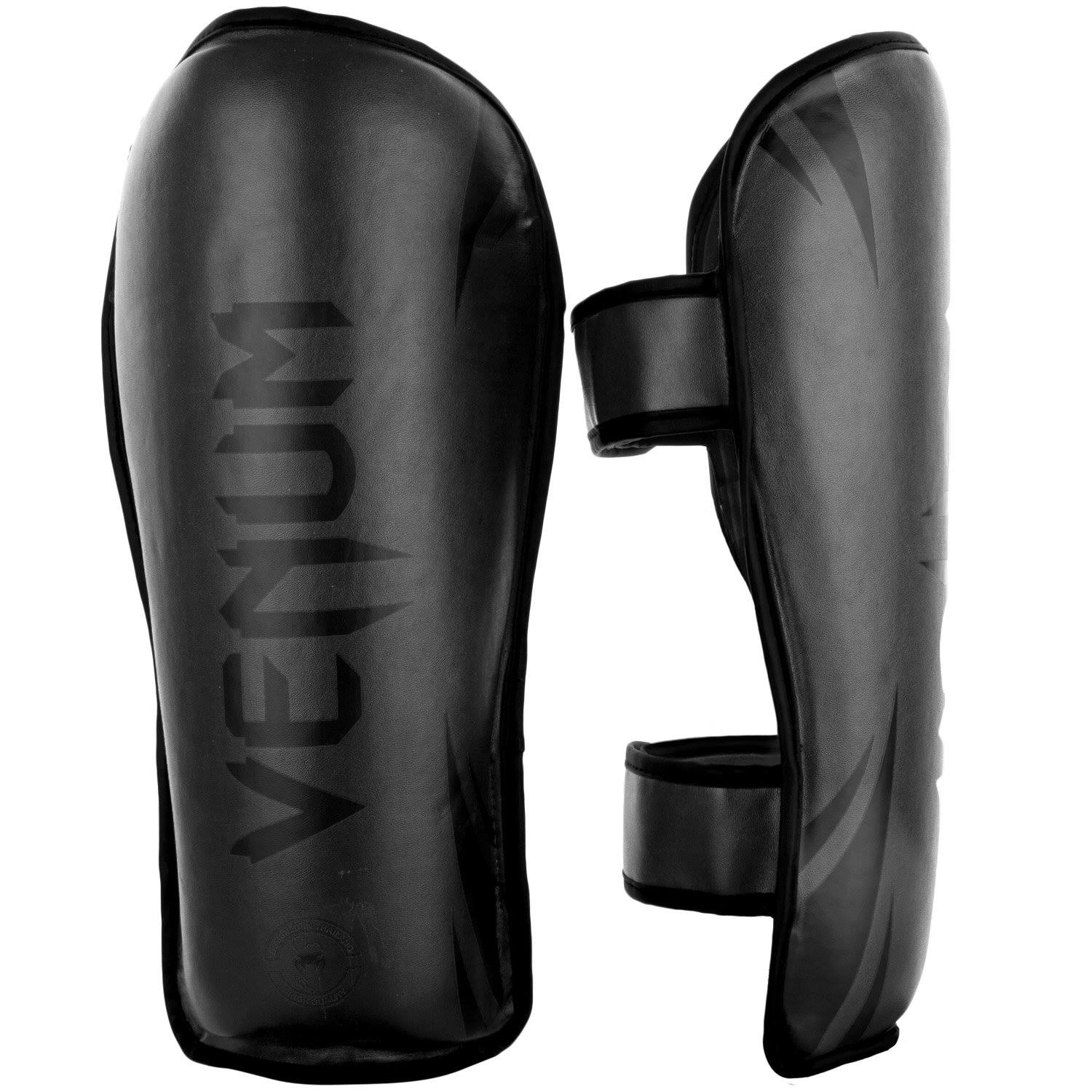 Venum Challenger Hook and Loop Shin Guards - Small - Black/Black