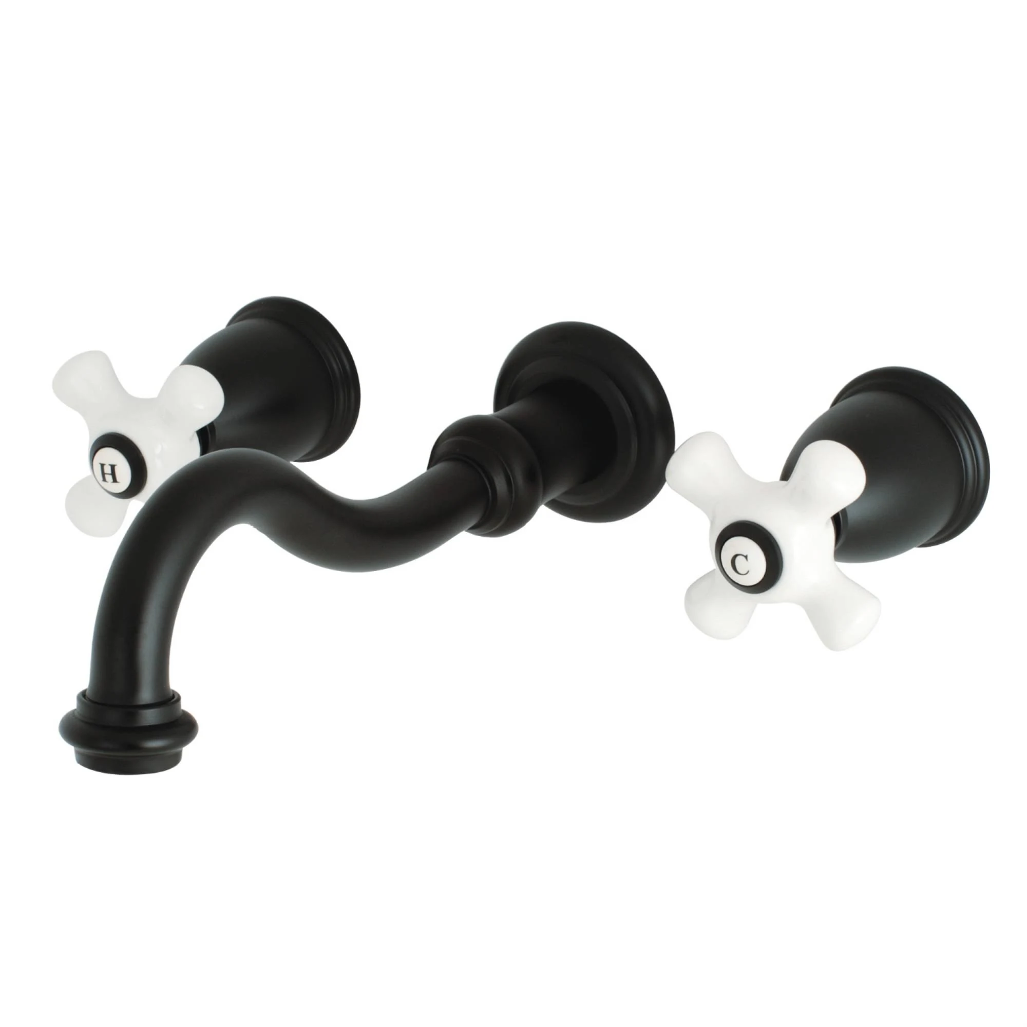 Kingston Brass KS3020PX Restoration Two-Handle Wall Mount Tub Faucet Matte Black