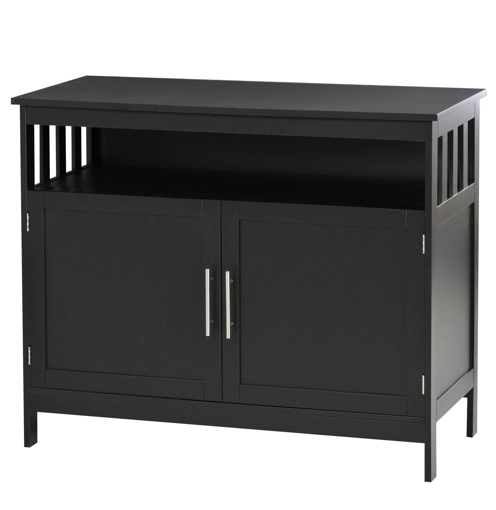 HOMCOM Kitchen Console Table, Buffet Sideboard, Wooden Storage Table with 2-Level Cabinet and Open Space - Black