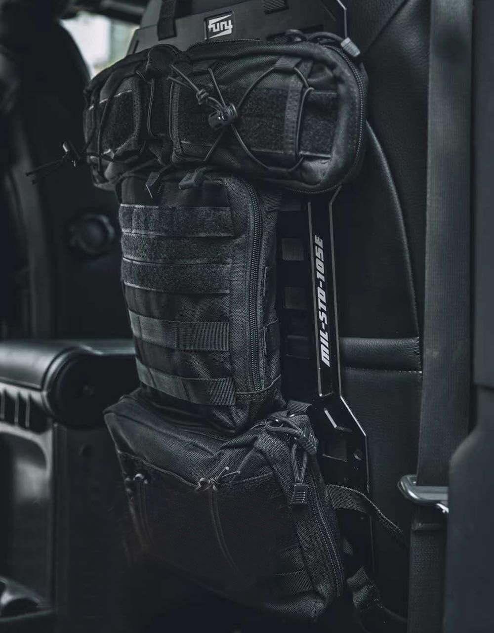 FURYENGRAVER Tactical Rigid MOLLE Insert Panel with 4 Organizer Storage Bag MOLLE Platform Solutions Modular Molle Tailgate Panel Vehicle MOLLE Seat Cover