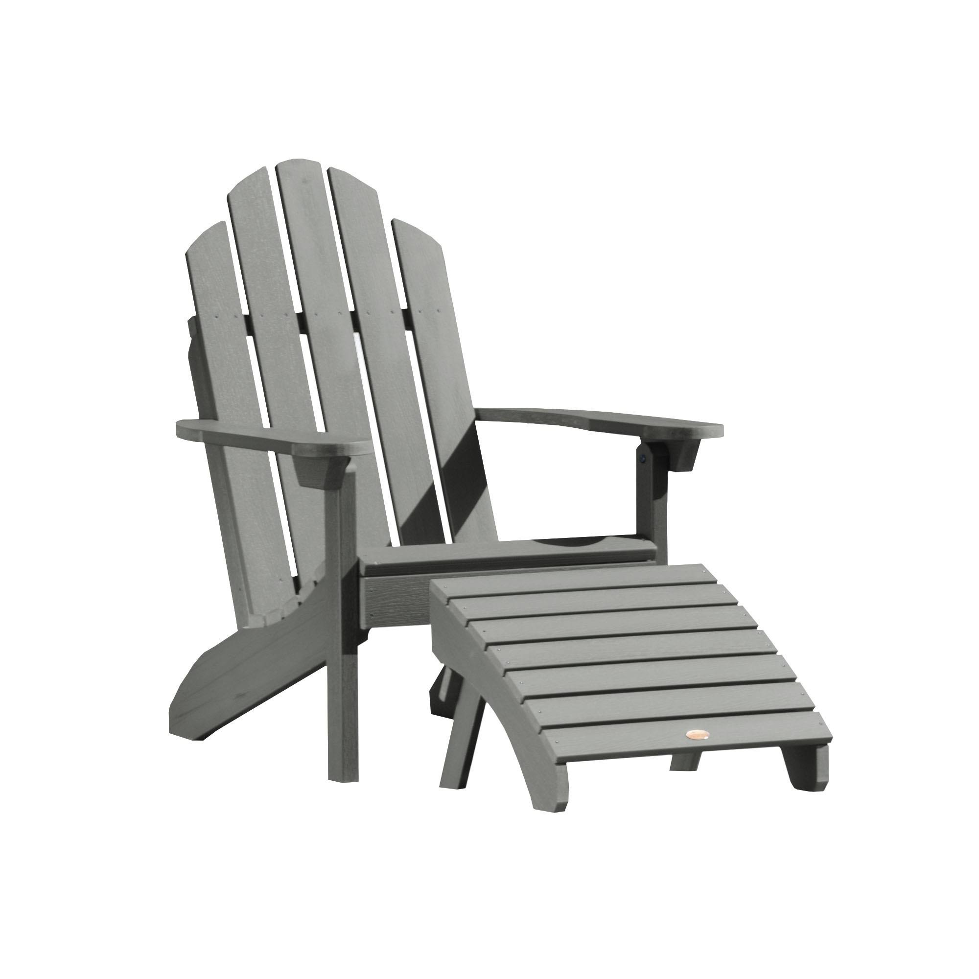 Highwood USA Classic Westport Adirondack Chair with Folding Adirondack Ottoman Coastal Teak