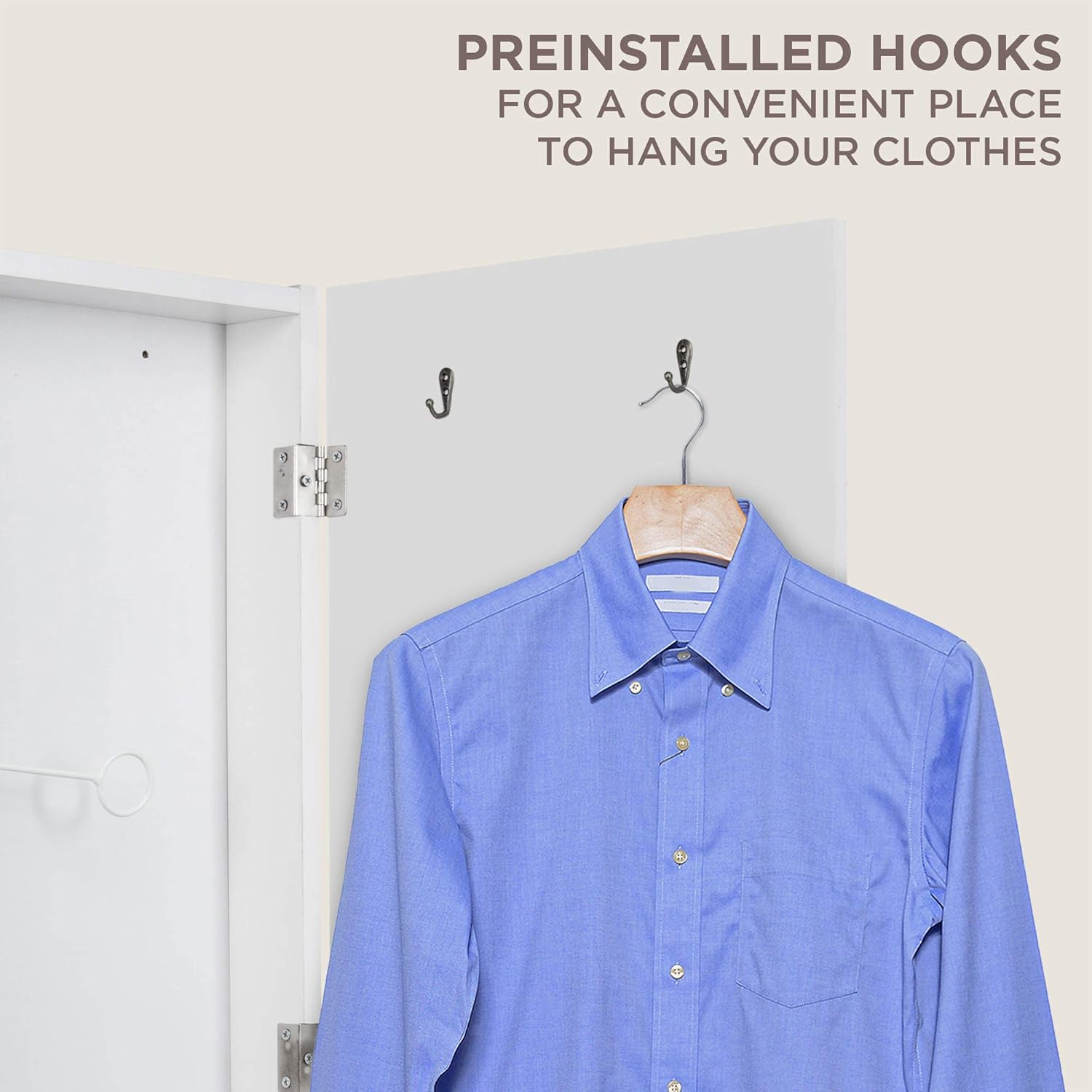 Ivation Wall Mounted Ironing Board Cabinet, Foldable Ironing Storage Station for Home, Apartment & Small Spaces, Easy-Release Lever, White