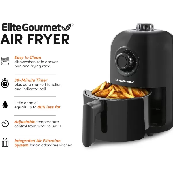 Air Fryers EAF-0201 Personal Compact Space Saving Electric Hot Air Fryer Oil-Less Healthy Cooker, Timer & Temperature Controls, 1000W, 2.1 Quart, Black(Black)