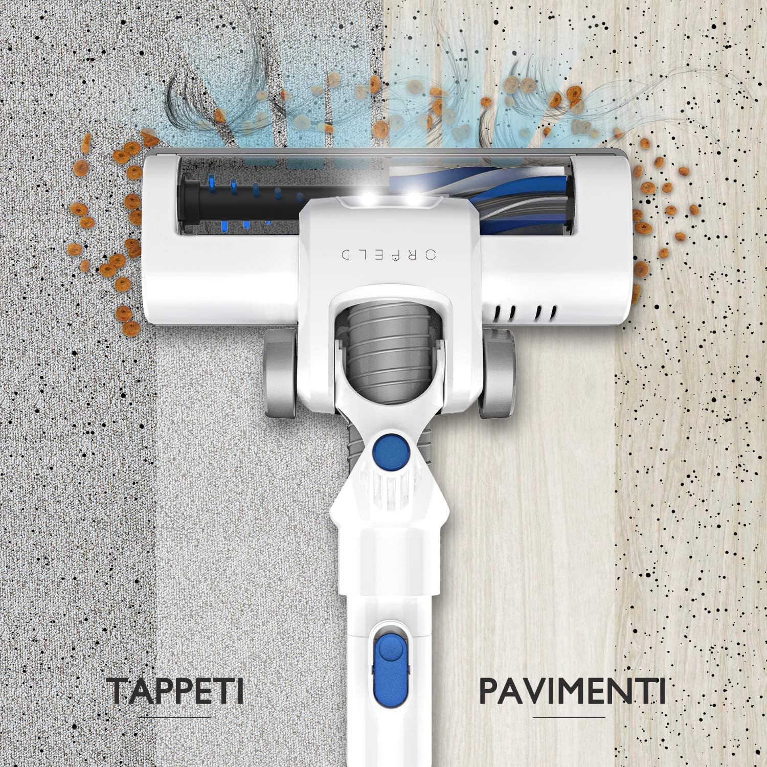 ORFELD Cordless Vacuum Cleaner, 20000Pa Powerful Stick Vacuum 6 in 1, Lightweight Cordless Stick Vacuum for Home Hard Floor Cleaning