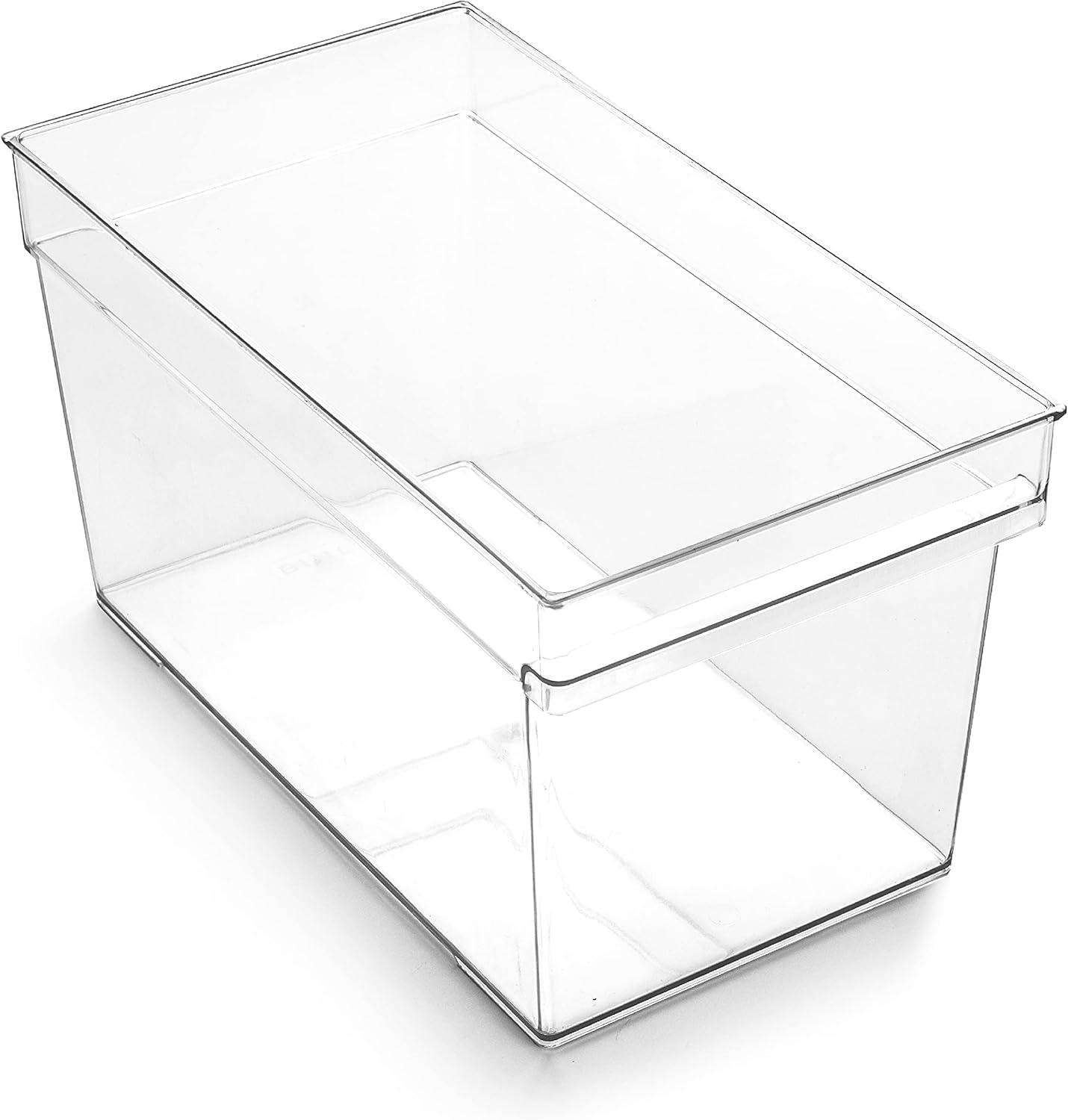 BINO | Plastic Storage Bins, Deep Large - 12 Pack | THE HANDLER COLLECTION | Multi-Use Organizer Bins | Built-In Handle | BPA-Free | Pantry Organization | Home Organization | Fridge Organizer