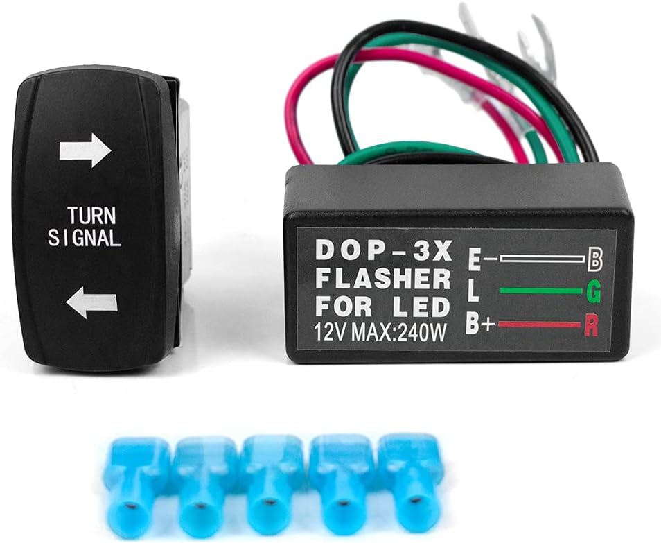 CULMKARI Turn Signal Rocker Switch with Flasher Green LED On/Off/On ATV UTV Kit Compatible with RV Vehicle Off-Road Pickup Tractor Boat Motorcycle 4Pin IP67 Universal Motor Internal Switch