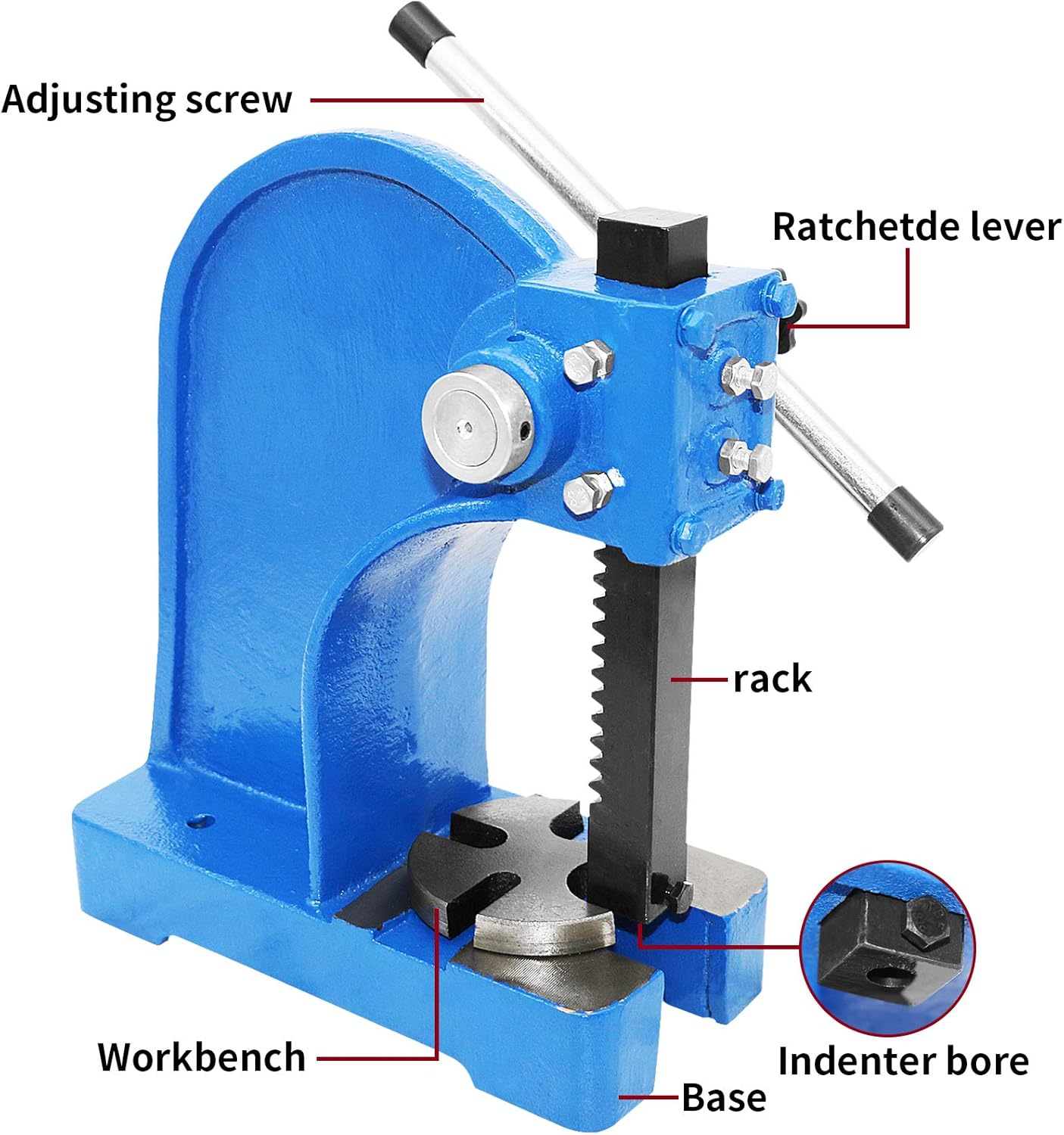 PNBO Manual Arbor Press 1 Ton,Heavy Duty Desktop Punch Press Machine for Riveting Punching Holes