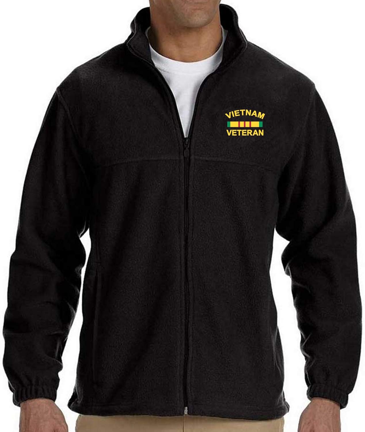 Vietnam Veteran Black Fleece Zipped Jacket with Pockets