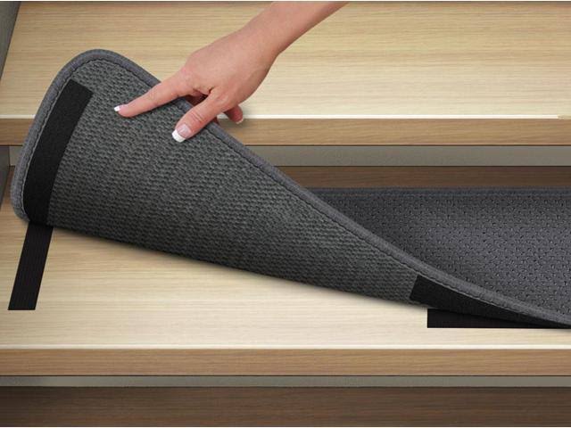 Set of 15 Attachable Indoor Carpet Stair Treads - Gray - 8 in. x 23.5 in.