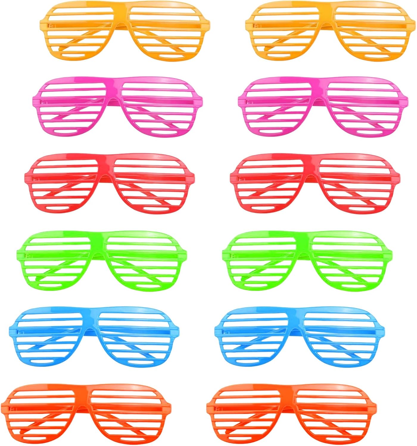 12 Packs Plastic Shutter Shades Glasses,Sunglasses Eyewear Party Props,Novelty Glasses for Kids Party Favors,Classroom Exchange Prizes Supplies,Masquerade Cosplay(6 Colors)