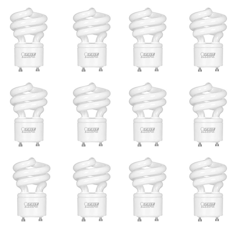 Feit Electric CFL Light Bulb Spiral 60 Watt Equivalent Indoor Outdoor 12 Pack
