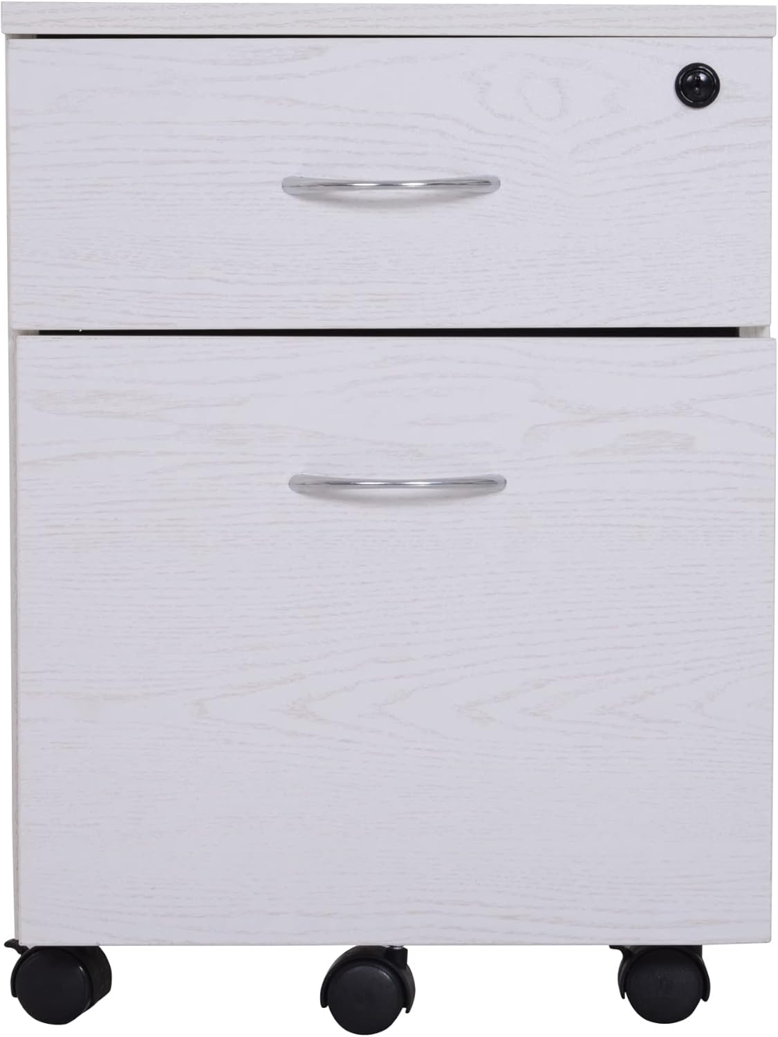 3-Drawer File Cabinet, Mobile Metal Compact Slim Portable File Cabinet,with Lock and Keys,Vertical Storage Unit(White Oak)
