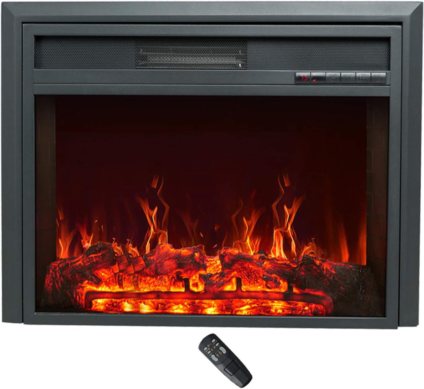 C-Hopetree Electric Fireplace Insert, Portable Freestanding Heater with Remote and Thermostat, 28 Inch Wide
