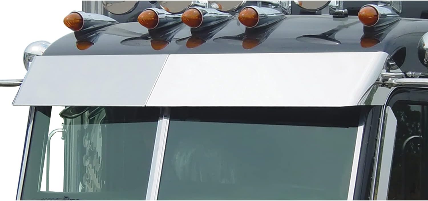 RoadWorks Stainless Steel 11&rdquo; Blind Mount Drop Visor for 2005-2021 Peterbilt Legacy Style Cab