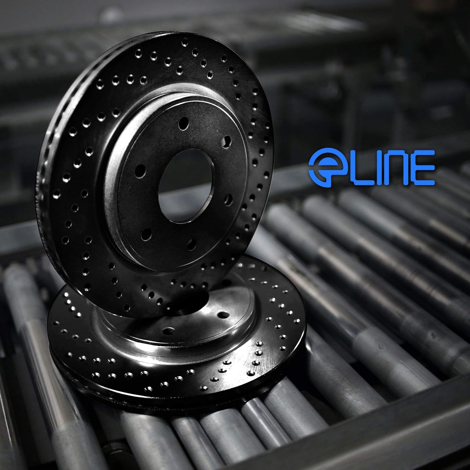 For 2006-2010 Hummer H3, H3T R1 Concepts Front Rear Black Zinc Cross Drilled Brake Rotors