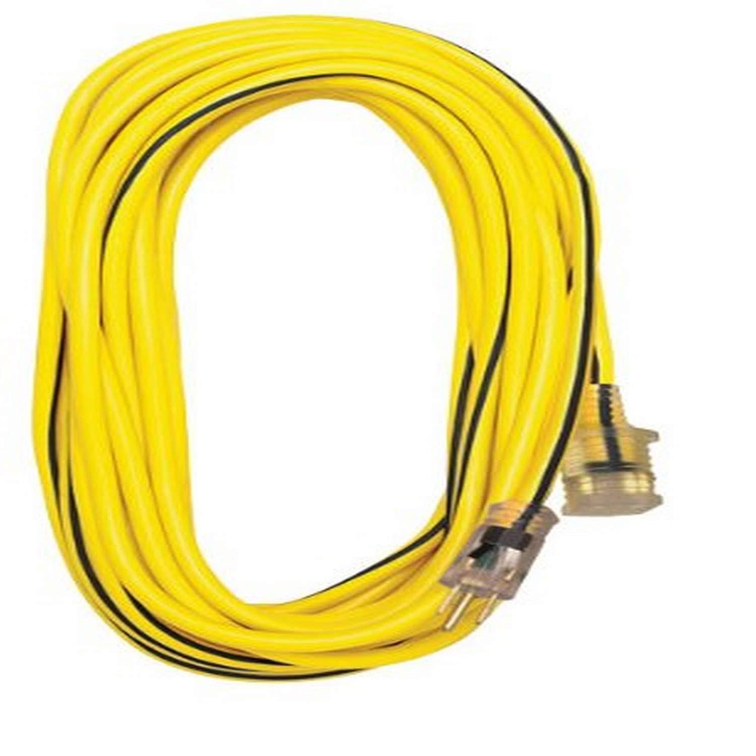 Voltec 05-00351 100 ft. SJTW Outdoor Extension Cord with Lighted End - Yellow-black,