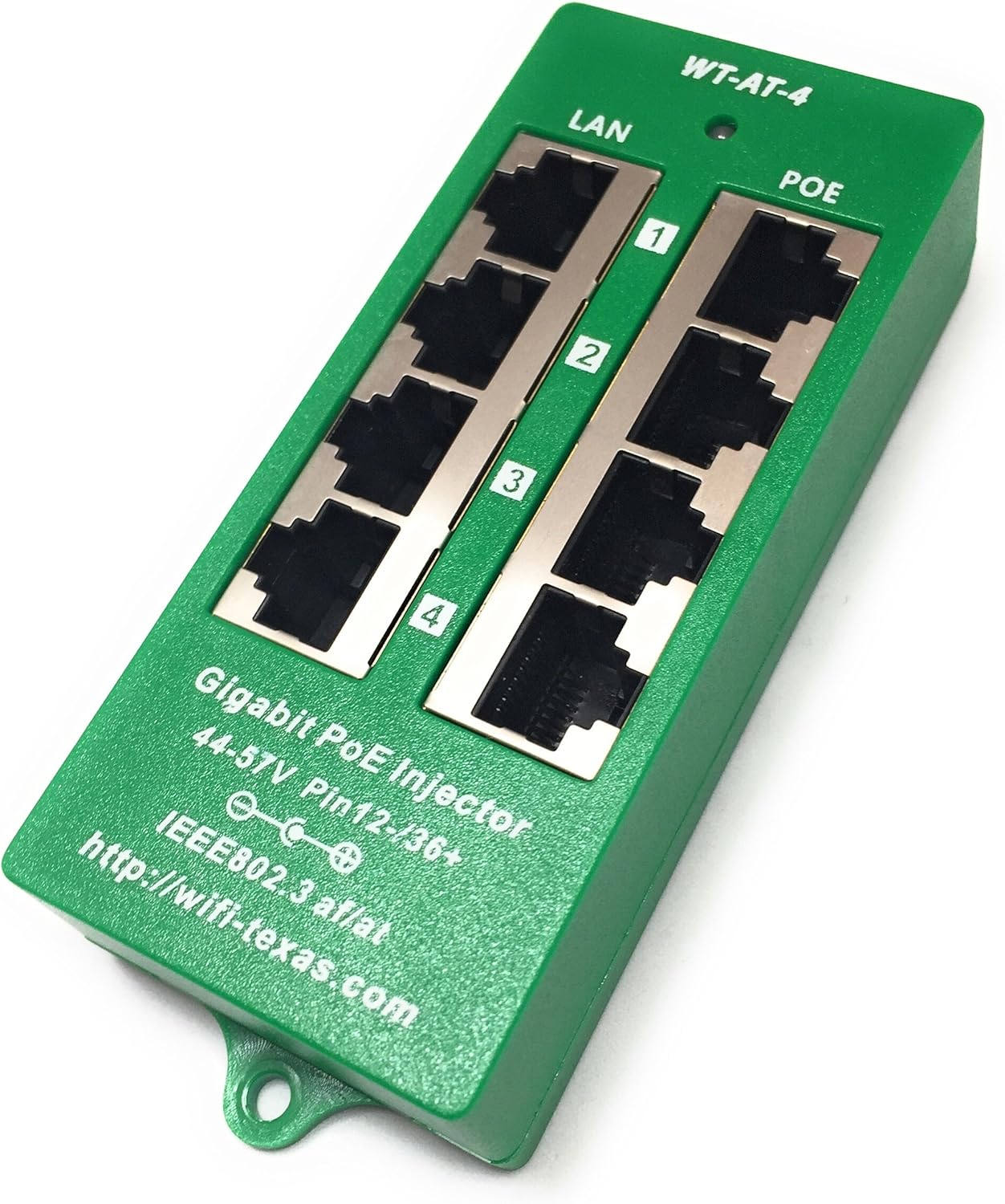 PoE Texas | 4 Port Gigabit PoE Injector with 56V 60W Power Supply - Compatible with 802.3at PoE Cameras, IP Phones and WiFi Access Points Pack of 2